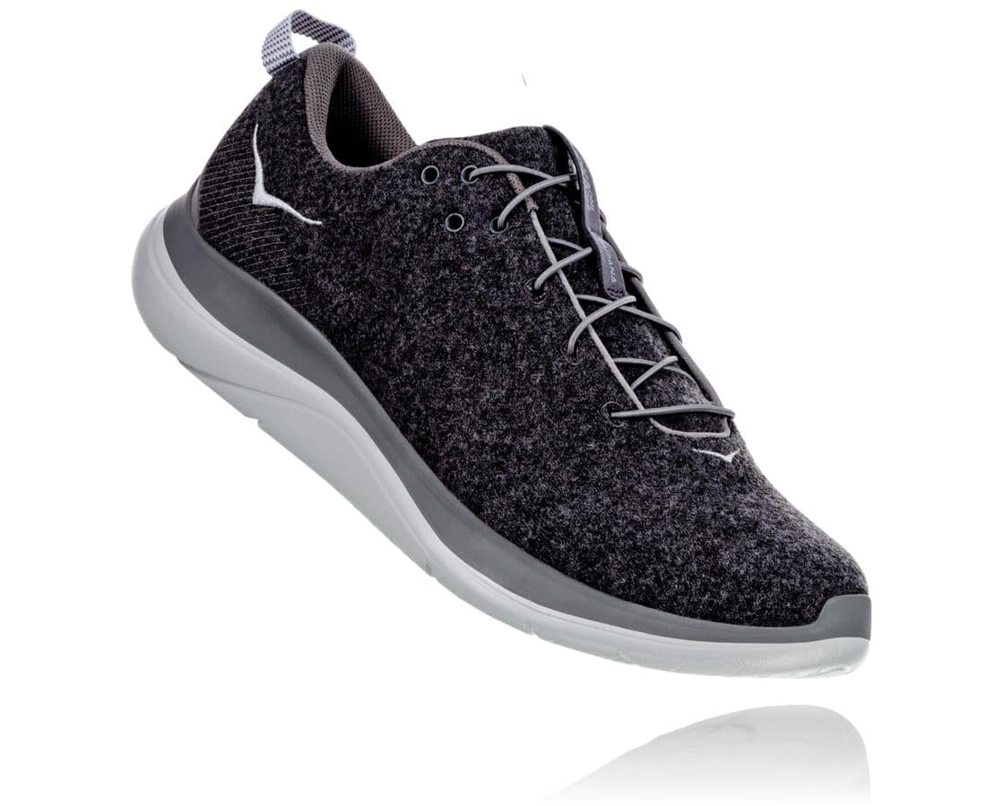 Hoka One One Hupana Flow Wool South Africa - Womens Wide Running Shoes - Dark Grey,OAQDG-7935